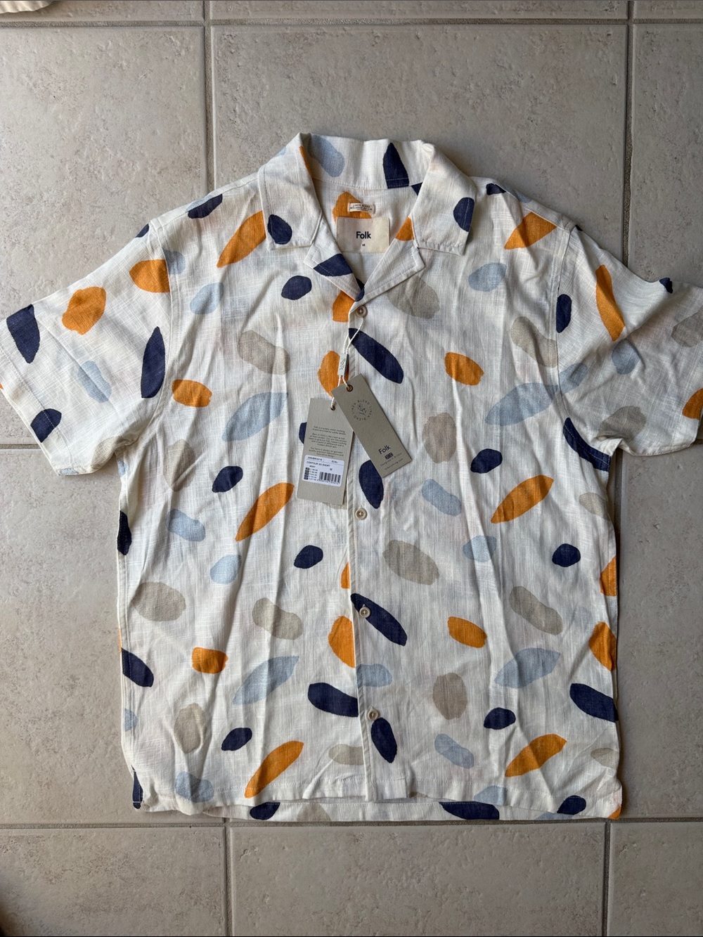 NWT Folk Men’s Short-Sleeve Linen Button-Up Shirt